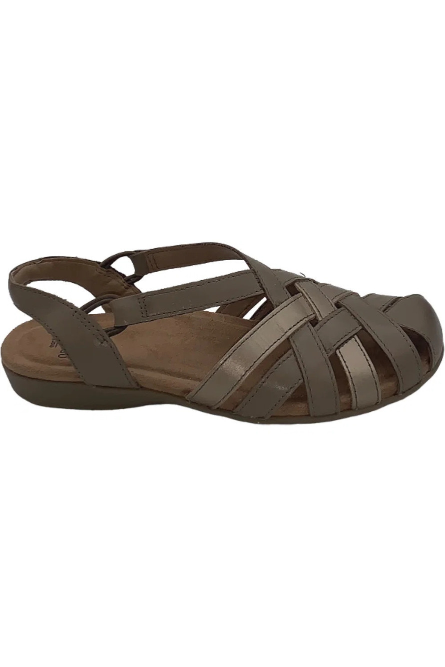 Earth Origins Leather Fisherman Sandals Berri Taupe - Medium